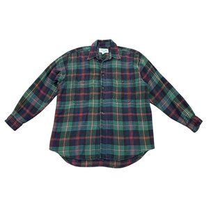 Vintage Y2K Alaska 1959 Navy Green Plaid Flannel Button Front Shirt